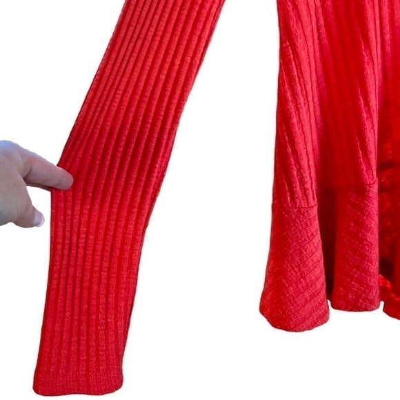 Anthropologie Maeve Addie Hacci Cowl Neck Top Waffle Weave Red Orange Flowy M - Picture 6 of 12